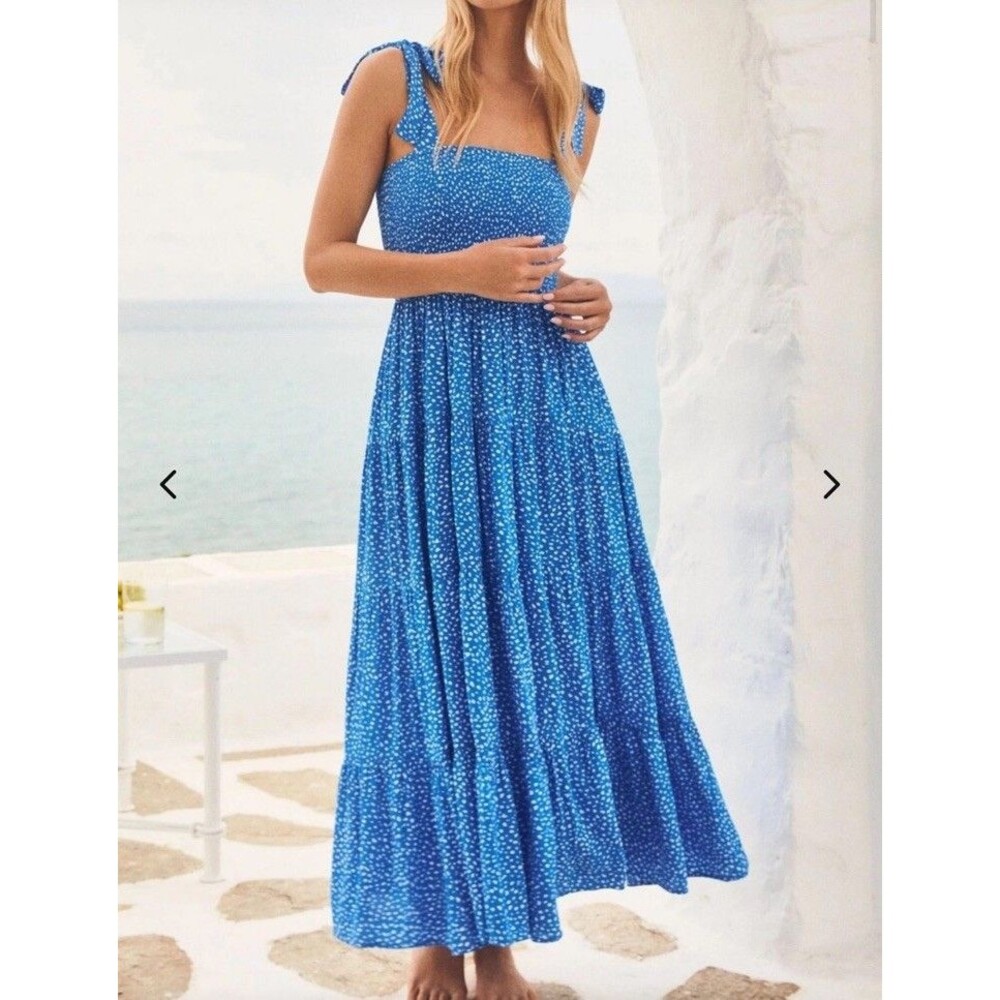 Mister Zimi Blue Polka Dot Maxi Dress